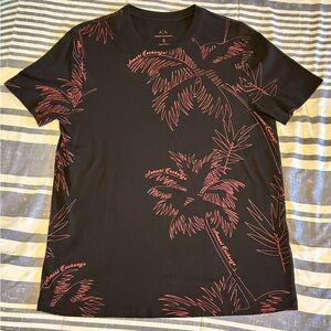 Armani Exchange Black and Red Graphic T-Shirt Palm Trees
